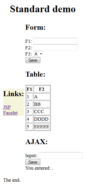 JSF standard demo