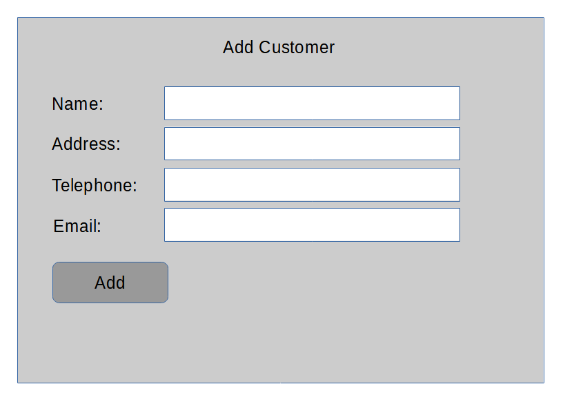 Add Customer screen